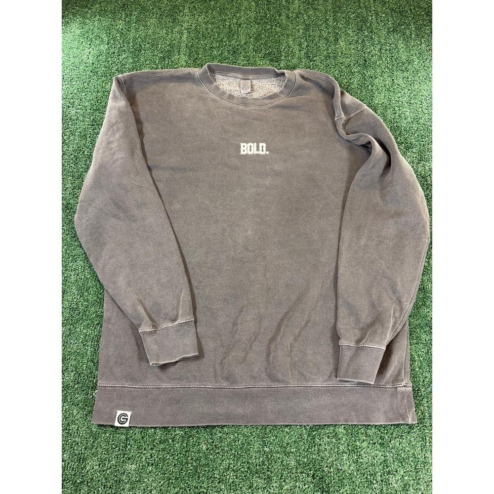 Independent Trading Co Gray Garment Dyed Crewneck Sweatshirt BOLD Embroidered XL